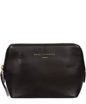 Pure Luxuries London Black 'Theydon' Leather Make-Up Bag