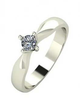 Love DIAMOND 9ct Gold 15 Point Diamond Solitaire Ring, White Gold Size M Women