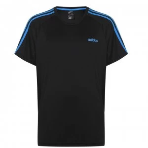 adidas Classic 3 Stripe Sereno T Shirt Mens - Black/Sol Blue