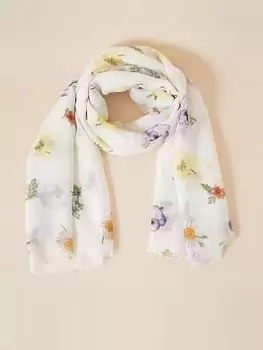 Accessorize Wildflower Printed scarf, White, Women