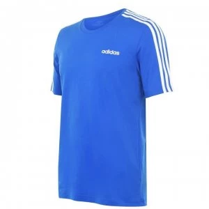 Adidas 3 Stripe Essential T Shirt Mens - Blue/White