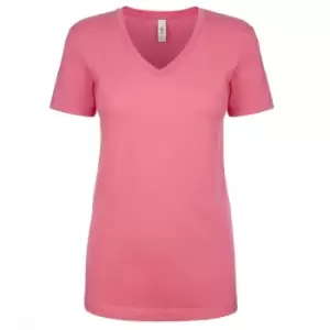 Next Level Womens/Ladies Ideal V-Neck T-Shirt (S) (Hot Pink)
