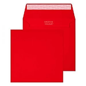 Creative Bright Coloured Envelopes Peel & Seal 155 x 155mm Plain 120 gsm Pillar Box Red Pack of 500