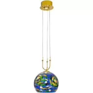 14kolarz - Modern pendant light LUNA Gold 24 Carats 1 + 1 bulbs, aqua blue shade