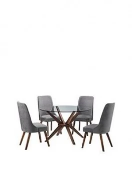Julian Bowen Chelsea Large 120 Cm Glass Dining Table And 4 Huxley Chairs