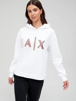 Armani Exchange Logo Front Hoodie - White Size XL Women