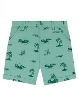 Cath Kidston Boys Palm Print Chino Shorts - Green, Size 1-2 Years