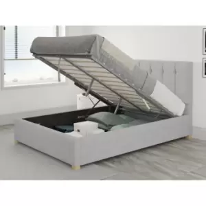 Hepburn Ottoman Upholstered Bed, Kimiyo Linen, Silver - Ottoman Bed Size Double (135x190)