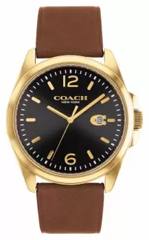 Coach 14602586 Greyson Black Dial Brown Leather Strap Watch