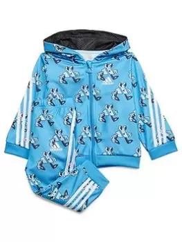 adidas Favourites Toddler Boys 3 Stripe Print Zip Through Hoodie & Jogger Set - Light Blue, Size 6-9 Months