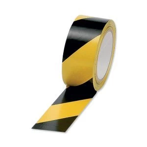 5 Star Office Hazard Tape Soft PVC Internal Use Adhesive 50mm x 33m Black and Yellow Pack of 6