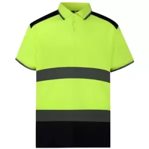 Yoko Adults Unisex Two Tone Short Sleeve Polo Shirt (M) (Yellow/Navy) - Yellow/Navy