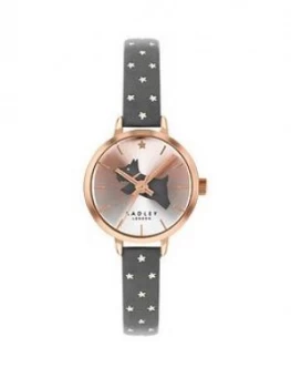 Radley Gold And Grey Detail Dial Grey And Gold Stars Leather Strap Ladies Watch