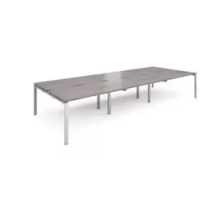 Adapt triple back to back desks 4200mm x 1600mm - silver frame, grey oak top