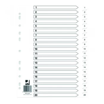 Q Connect Index 1-20 Polypropylene White Pack of 10 KF01356Q