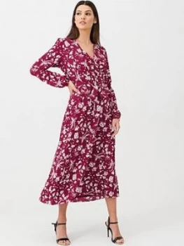 Lauren by Ralph Lauren Franny Dress - Red, Dark Raspberry/Colonial Cream, Size UK Size 10 = Us Size 6, Women