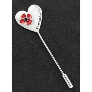 Poppy Remember Silver Plated Long Pin Brooch