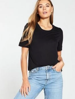 WHISTLES Rosa Double Trim T-Shirt - Black, Size XS, Women
