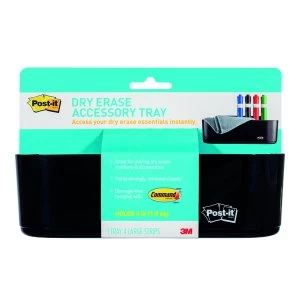 Post it Dry Erase Black Accessory Tray with 4 Large Command Strips DEF