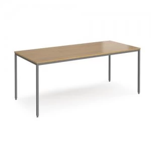 Rectangular flexi table with graphite frame 1800mm x 800mm - oak