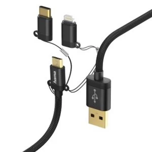 Hama Alu 1m Micro USB Cable with Type C and Lighning Adapter