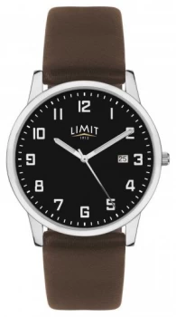 Limit Mens Dark Brown Leather Strap Black Dial 5744.01 Watch