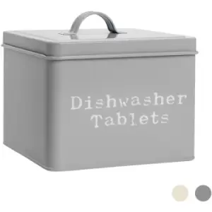Harbour Housewares - Vintage Metal Dishwasher Tablets Canister - Grey