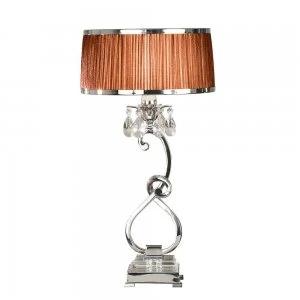 1 Light Medium Table Lamp Polished Nickel Plate with Chocolate Shade, E14