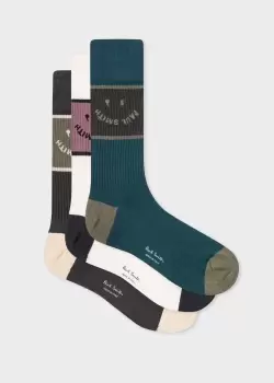 Paul Smith Neutral Toned 'Ps Happy' Socks Three Pack