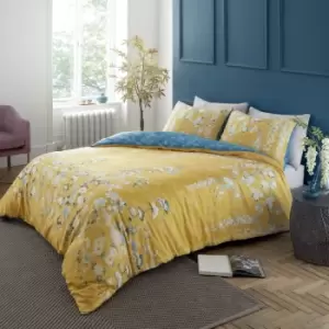 Hyperion Interiors Kohana Flower 100% Cotton Duvet Cover & Pillowcase Set Yellow