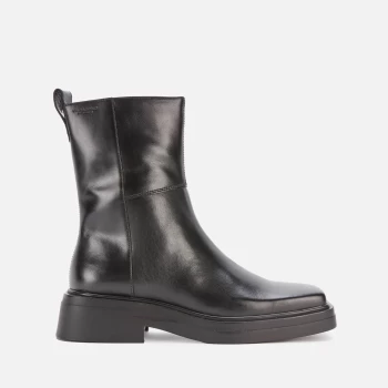 Vagabond Womens Eyra Leather Square Toe Flat Boots - Black - UK 3