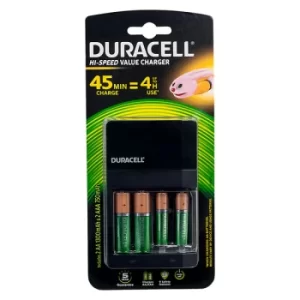 Duracell 5000394001459 Battery Charger with 2 AA & 2 AAA Batteries...