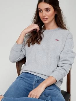 Levis 100% Cotton Chest Logo Standard Crew Neck Sweater - Grey, Size L, Women