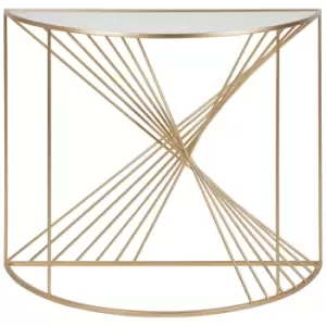 Cadence Metal Frame Half Moon Twisted Console Table Gold