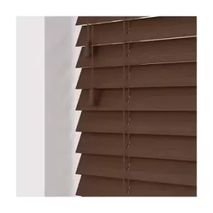 40cm Chocolate Faux Wood Venetian Blind With Strings (50mm Slats) Blind With Strings (50mm Slats)