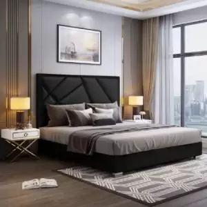 Crina Upholstered Beds - Plush Velvet, Small Double Size Frame, Black - Black