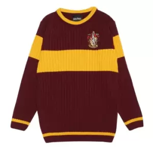 Harry Potter Girls Gryffindor Quidditch Knitted Jumper (7-8 Years) (Burgundy)