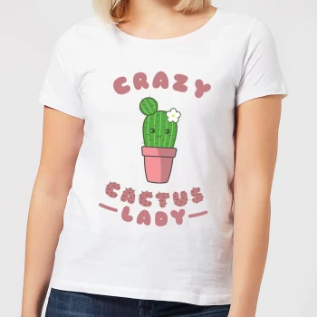 Crazy Cactus Lady Womens T-Shirt - White - 3XL