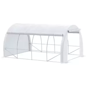 Outsunny 4 x 3 x 2m Polytunnel Greenhouse Pollytunnel Tent w/ Steel Frame White