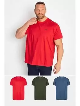 BadRhino 3PK Short Sleeve T-Shirt - Storm/Forest/Red, Multi, Size 4XL, Men