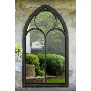 MirrorOutlet Somerley Chapel Arch Large Black Garden Mirror 150 X 81 Cm