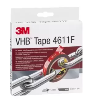 3M 4611F, VHB Grey Foam Tape, 19mm x, 1.1mm Thick