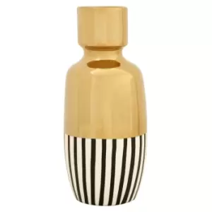 36cm Gold with Black/White Stripe Ceramic Vase