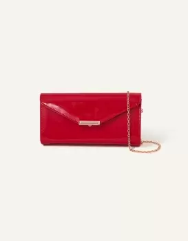 Accessorize Womens Patent Clutch Bag Red