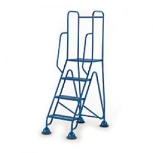 FORT Ladder with Mesh Tread and Full Handrail 4 Steps Blue Capacity: 150 kg