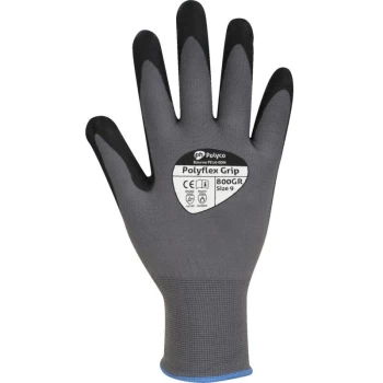 8009GR PolyFlex Grip Grey Gloves Size 9 - Polyco