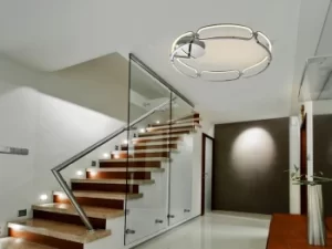 Colette Semi Flush Ceiling Light Cylindrical, Chrome, Dimmable, Remote Control