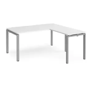 Bench Desk Add On Return Desk 1600mm White Tops With Silver Frames Adapt