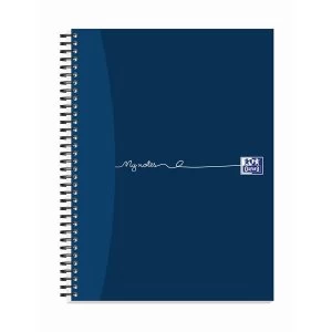Oxford My Notes A4 Notebook Wirebound 320 Pages 90gm2 Punched 4 Holes Perforated Ruled Margin Card Cover Blue Pack 3
