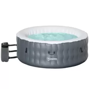 Outsunny Inflatable Hot Tub Spa With Pump 4 Person - Light Grey